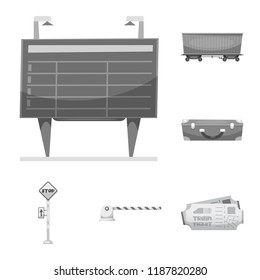 Vector design of train and station logo. Collection of train and ticket stock vector illustration.