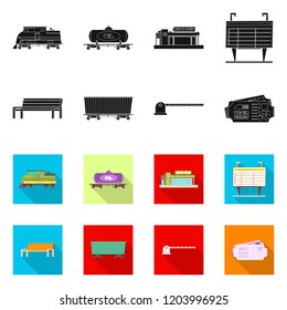 Vector design of train and station logo. Collection of train and ticket stock symbol for web.
