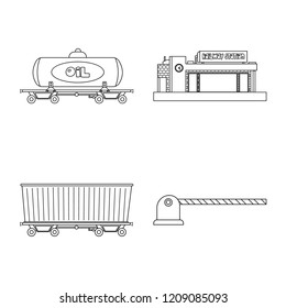 Vector design of train and station logo. Collection of train and ticket stock symbol for web.