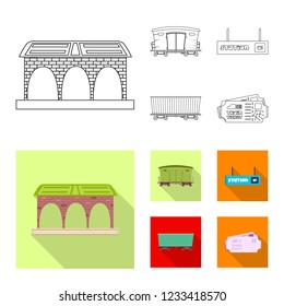 Vector design of train and station logo. Collection of train and ticket stock vector illustration.