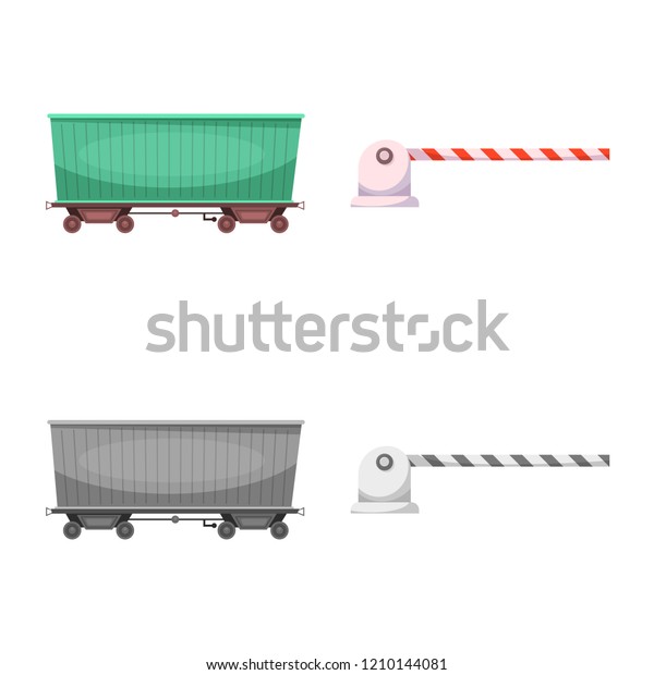 Vector design of train and station\
logo. Collection of train and ticket vector icon for\
stock.