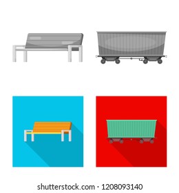 Vector design of train and station sign. Set of train and ticket stock symbol for web.