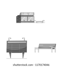 Vector design of train and station symbol. Collection of train and ticket stock symbol for web.