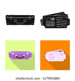 Vector design of train and station symbol. Set of train and ticket vector icon for stock.