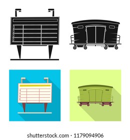 Vector design of train and station symbol. Collection of train and ticket stock symbol for web.