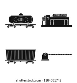 Vector design of train and station symbol. Set of train and ticket stock vector illustration.