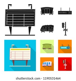 Vector design of train and station symbol. Set of train and ticket stock vector illustration.