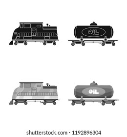 Vector design of train and station symbol. Collection of train and ticket stock symbol for web.