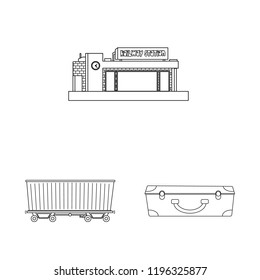 Vector design of train and station symbol. Collection of train and ticket vector icon for stock.