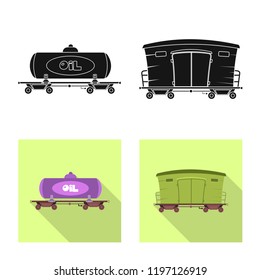 Vector design of train and station symbol. Set of train and ticket vector icon for stock.
