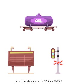 Vector design of train and station symbol. Collection of train and ticket stock symbol for web.