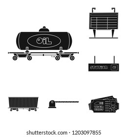 Vector design of train and station symbol. Set of train and ticket stock vector illustration.