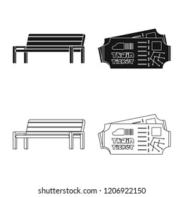 Vector design of train and station symbol. Set of train and ticket stock symbol for web.