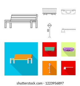 Vector design of train and station symbol. Collection of train and ticket vector icon for stock.