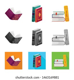 Vector design of training and cover icon. Collection of training and bookstore stock vector illustration.