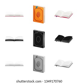 Vector design of training and cover sign. Set of training and bookstore  vector icon for stock.