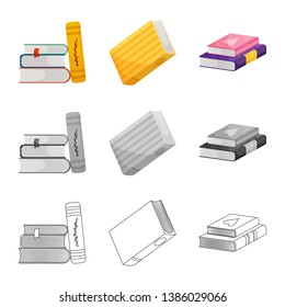 Vector design of training and cover sign. Set of training and bookstore  stock vector illustration.