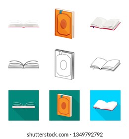 Vector design of training and cover symbol. Set of training and bookstore  stock symbol for web.