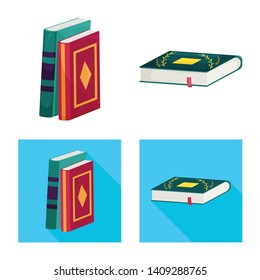 Vector design of training and cover symbol. Set of training and bookstore  vector icon for stock.