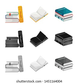 Vector design of training and cover symbol. Set of training and bookstore stock symbol for web.