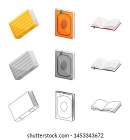 Vector design of training and cover symbol. Set of training and bookstore stock symbol for web.