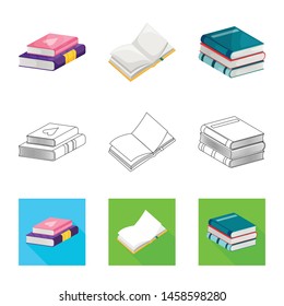 Vector design of training and cover symbol. Collection of training and bookstore stock vector illustration.