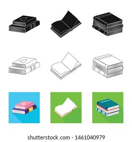 Vector design of training and cover symbol. Collection of training and bookstore stock vector illustration.