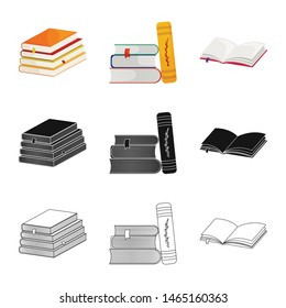 Vector design of training and cover symbol. Set of training and bookstore stock vector illustration.