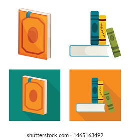 Vector design of training and cover symbol. Set of training and bookstore stock symbol for web.