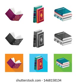 Vector design of training and cover symbol. Set of training and bookstore vector icon for stock.