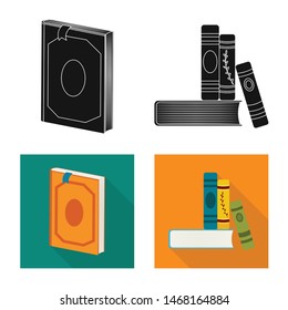 Vector design of training and cover symbol. Set of training and bookstore stock vector illustration.