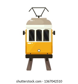 Vector design of tram and lisbon logo. Set of tram and railway vector icon for stock.