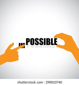 vector design of transforming impossible to possible. this vector also represents positivity, optimism, never-say-die attitude, determination