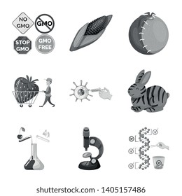 Vector design of transgenic and organic icon. Collection of transgenic and synthetic vector icon for stock.