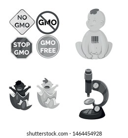Vector design of transgenic and organic icon. Set of transgenic and synthetic vector icon for stock.