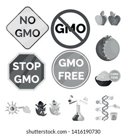 Vector design of transgenic and organic sign. Set of transgenic and synthetic stock symbol for web.