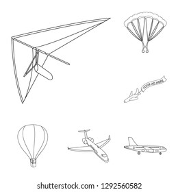 Vector design of transport and object icon. Set of transport and gliding  vector icon for stock.