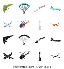Vector design of transport and object icon. Set of transport and gliding stock vector illustration.