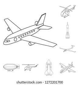 Vector design of transport and object logo. Set of transport and gliding  stock symbol for web.