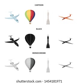 Vector design of transport and object sign. Collection of transport and gliding vector icon for stock.