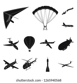 Vector design of transport and object symbol. Set of transport and gliding  stock vector illustration.
