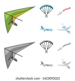 Vector design of transport and object symbol. Set of transport and gliding  stock symbol for web.