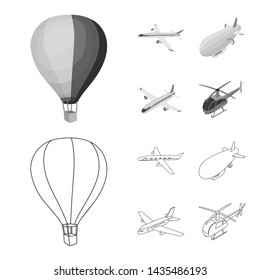 Vector design of transport and object symbol. Collection of transport and gliding stock vector illustration.