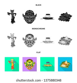 Vector design of  and travel icon. Collection of  and traditional stock vector illustration.