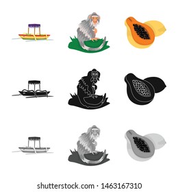 Vector design of and travel icon. Collection of and traditional stock vector illustration.