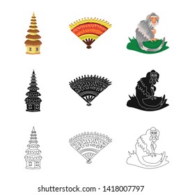 Vector design of  and travel icon. Set of  and traditional vector icon for stock.