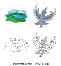 Vector design of and travel icon. Set of and traditional stock vector illustration.