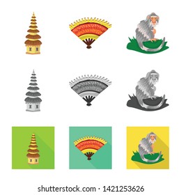 Vector design of  and travel logo. Collection of  and traditional vector icon for stock.