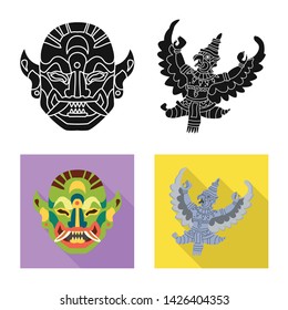 Vector design of and travel logo. Collection of and traditional vector icon for stock.