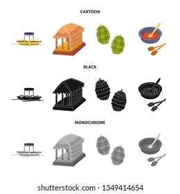 Vector design of  and travel sign. Set of  and traditional stock vector illustration.